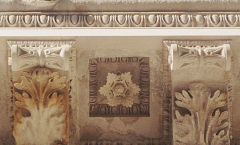 Modillions installed on architectural stone cornice Modillions installed on architectural stone cornice