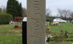 Hand carved gravestone - side letters Hand carved gravestone - side letters