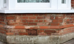 Carved and installed red rubber bricks Carved and installed red rubber bricks