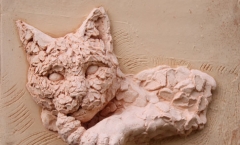 Relief cat sculpture - wall hung Relief cat sculpture - wall hung