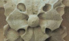 Replaced stone rosette - right side Replaced stone rosette - right side